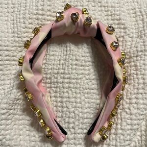 Lele Sadoughi Pink & Cream Jeweled Twisted Headband